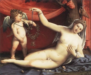lorenzo loto Painting - Venus y Cupido 1540 Renacimiento Lorenzo Lotto